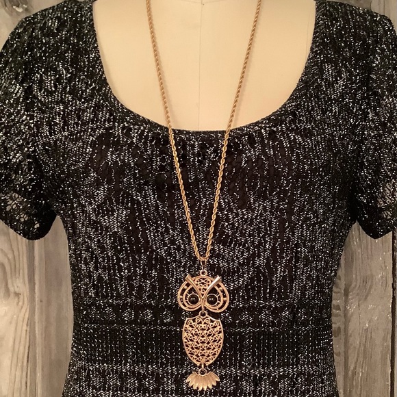 Vintage Sarah Coventry Owl Pendant Necklace Gold-tone - Picture 2 of 5